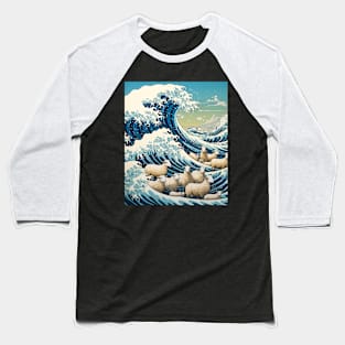 Japanese Kawaii Sheep Great Wave Off Kanagawa Baseball T-Shirt